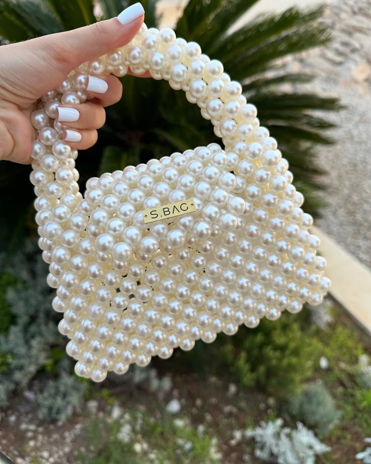 chunky pearl beaded mini bag