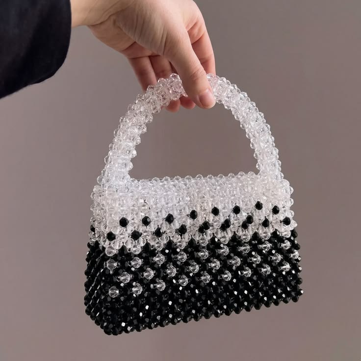 two-tone crystal bicone mini handbag