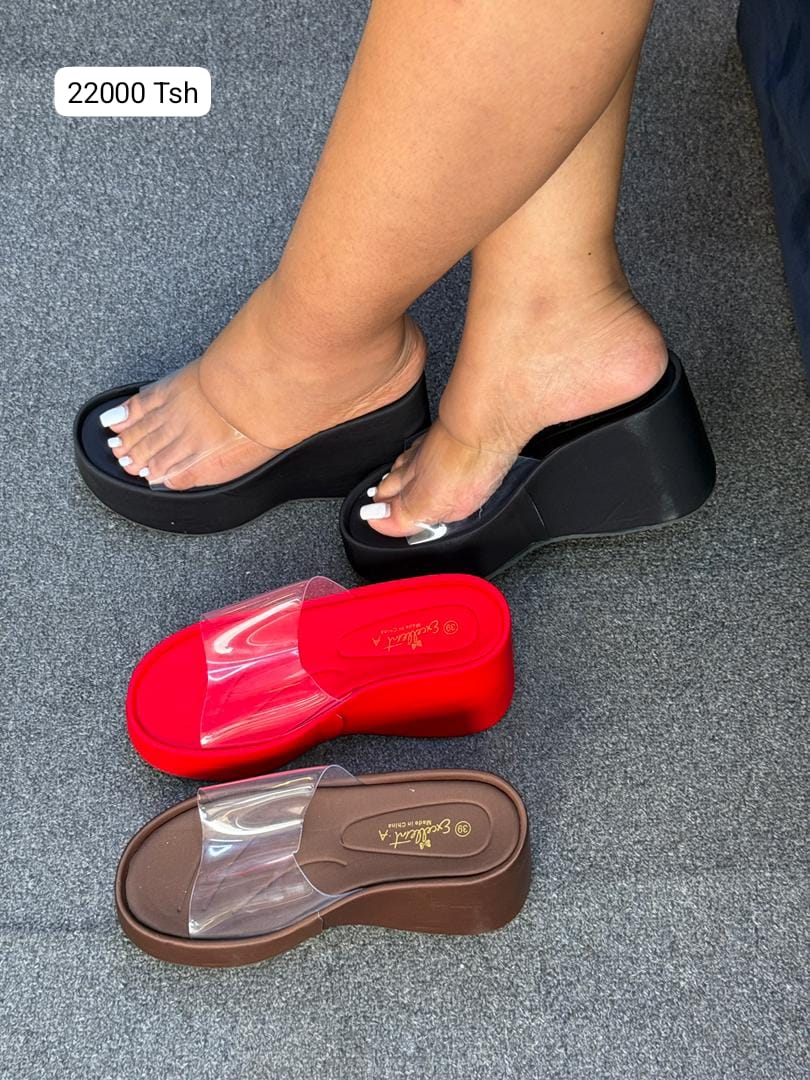 womenβs clear strap wedge slides
